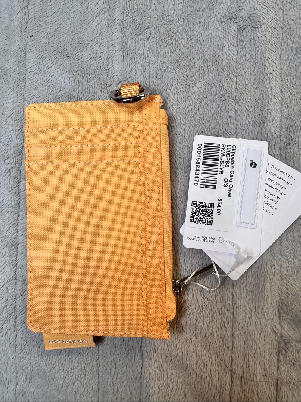 lululemon athletica orange clippable card case with keyring - Picture 4 of 5